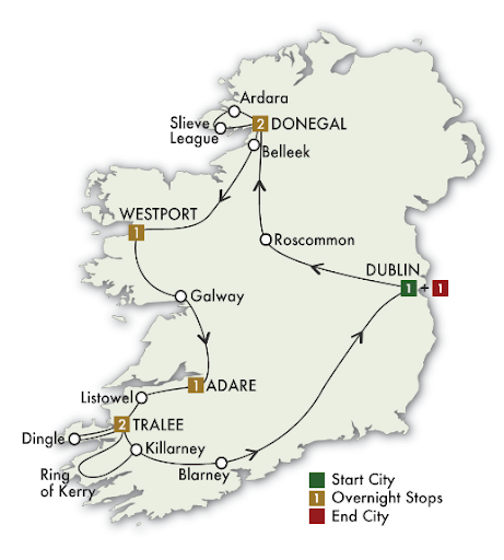 9 Day Ireland's Wild Atlantic Way - map